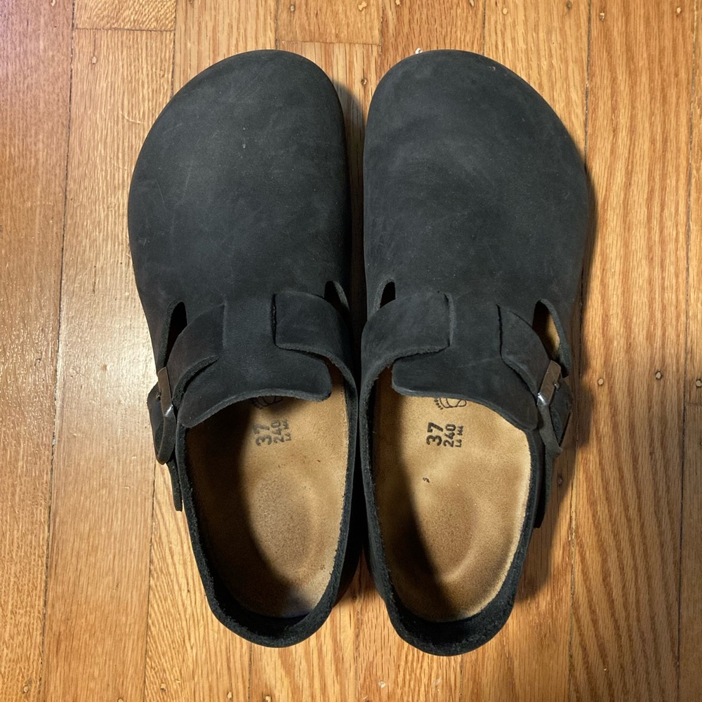Birkenstock London in Oiled Black Leather Sz 37